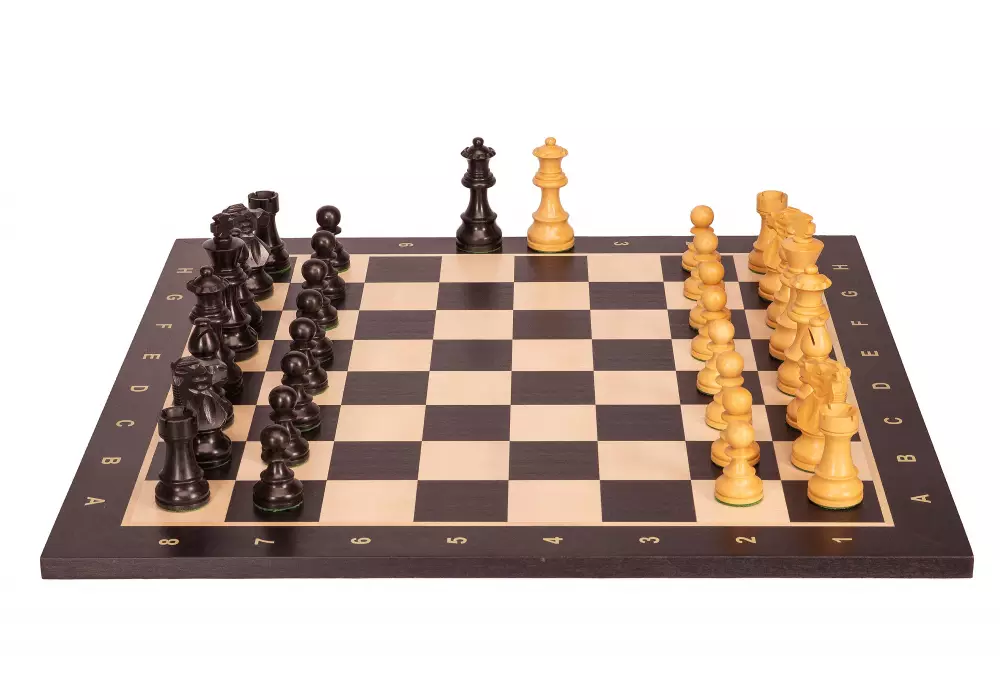 Zestaw szachowy French Lardy - szachownica (pole 58 mm), figury (król 96 mm)